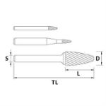 Billede af HM-fræsestift RBF projektilform (Std.) 12x25x150 mm